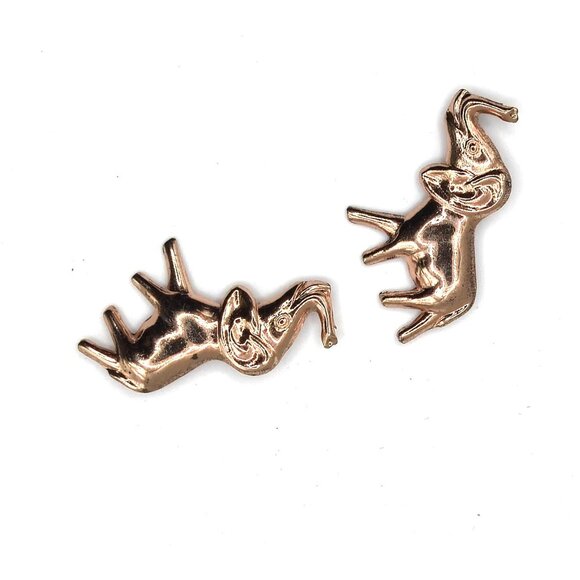 RARE 1930s Coro Duo Sterling Rose Gold Vermeil Elephant Brooches Figural Pair - Picture 6 of 6